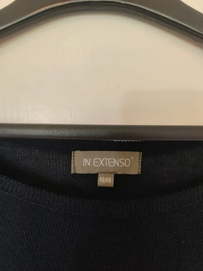 Pull in Extenso 46/48 bleu marine rayures noires brillantes - photo numéro 2