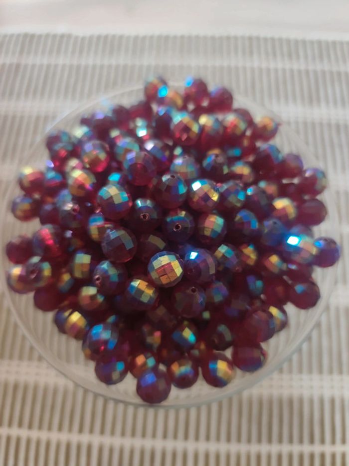 200 grammes de perles boules disco rouge - photo numéro 2