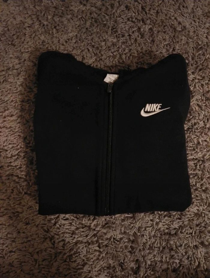 Gilet/zip/ Sweat à capuche Nike noir logo brodé blanc - photo numéro 2