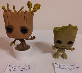 2 Figurines  POP  " Dancing Groot en pot et Bébé Groot