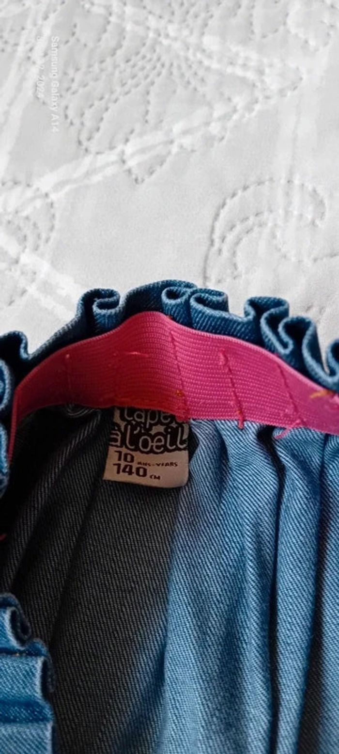 Jupe en jean plissée taille élastique bleu fille 10 ans tape à l oeil - photo numéro 10