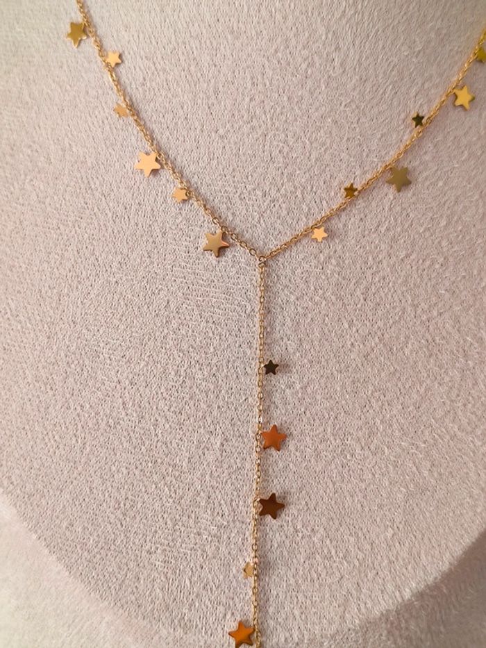 Pendentif doré en Y avec étoiles - photo numéro 5