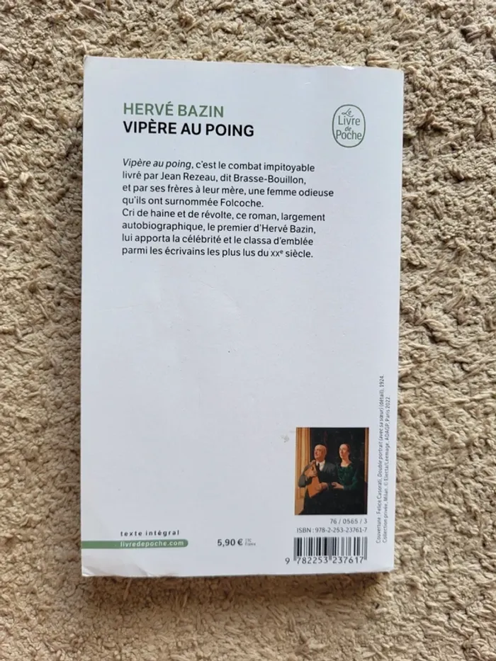 Livre "Vipère au poing" d'Hervé Bazin - photo numéro 2