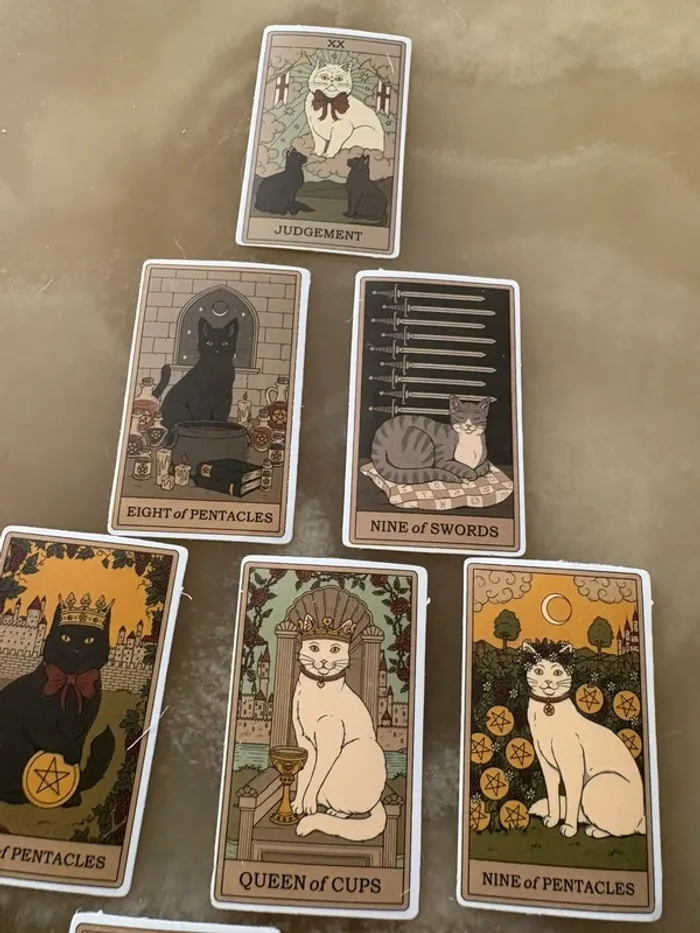 Stickers cartes de tarot chats 15 pièces - photo numéro 2