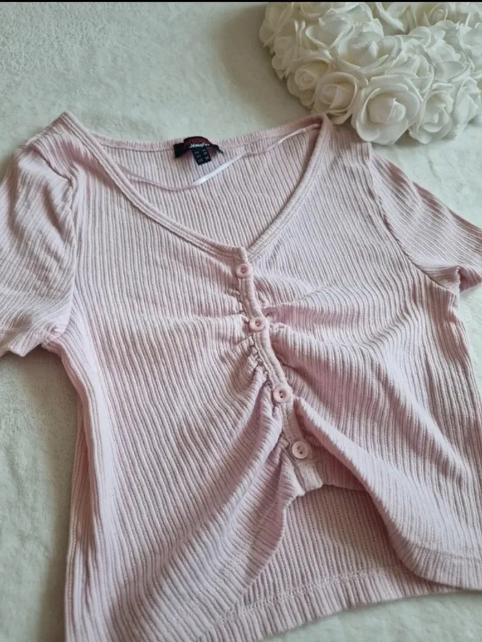 🌸 Haut rose côtelé - Taille 38 - Jennyfer - 🌸 - photo numéro 2