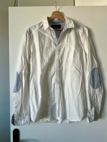Chemise blanche empiècements bleus homme bonobo M