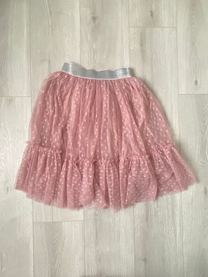 Jupe en tulle rose cœurs & paillettes NEUVE