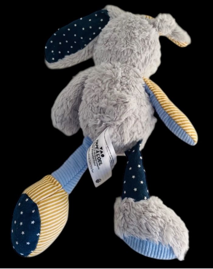 ❤️B4976 Doudou Peluche Lapin Gris Étoile Coeur Tape À L'oeil TAO - photo numéro 3