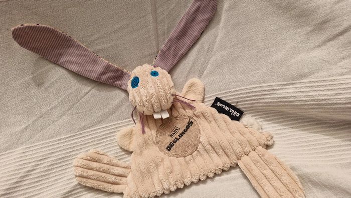 Doudou plat lapin écru  Deglingos