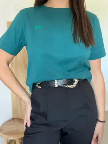 T-shirt bleu/vert canard Camaïeu