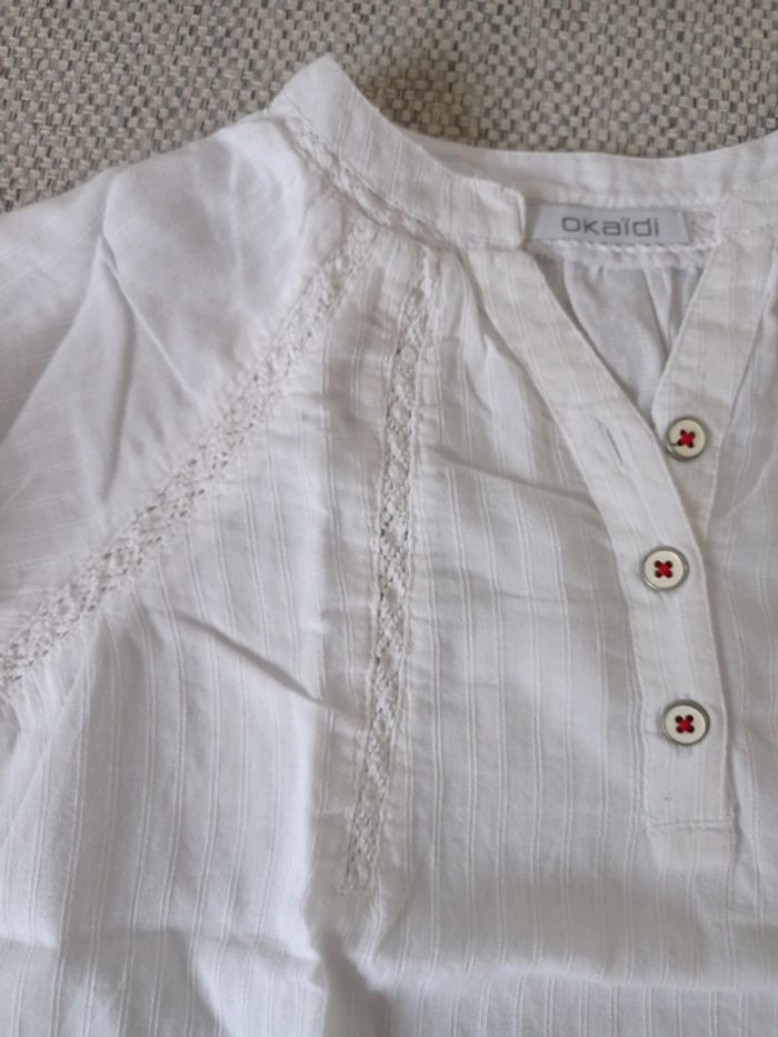 Blouse blanche et dentelle Okaïdi+ jean noir zip bas 4 ans - photo numéro 4