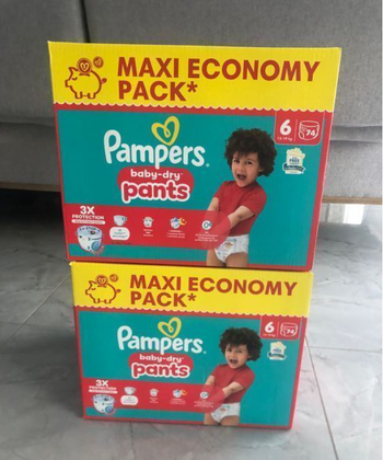 lot 2 cartons pampers pants baby dry taille 6