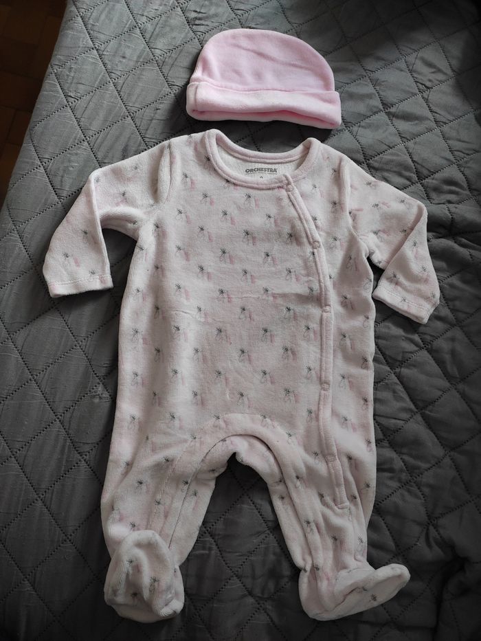 Pyjama et Bonnet velours 3 mois