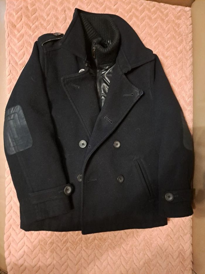 Manteau marine garçon chaud chic habillé tbe un coin col recousu bleu Kids 5-6 ans