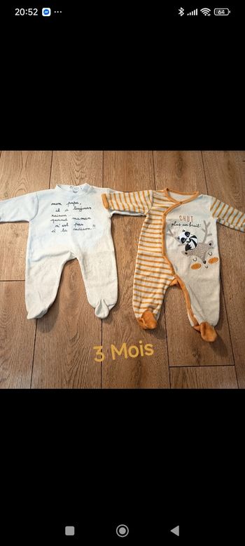 Lot pyjamas velours 3 mois