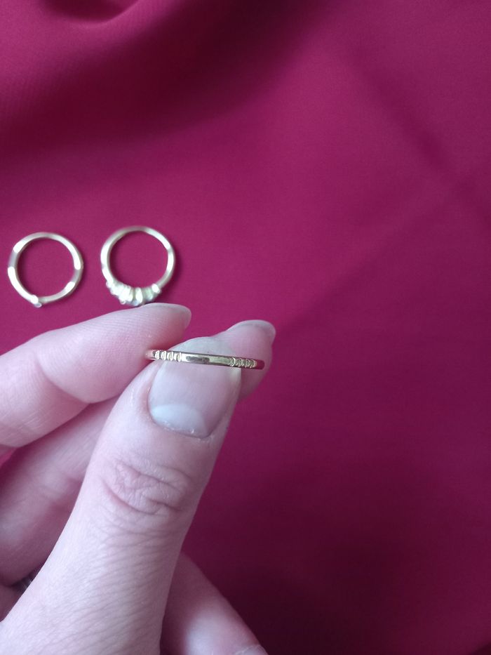 3 bagues en acier inoxydable couleur doré neuves - photo numéro 3