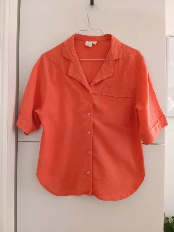 Chemise vintage orange coton léger taille