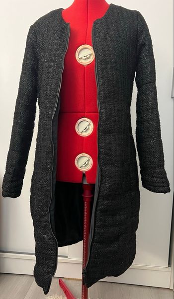 Manteau droit long matelassé noir pailleté Morgan