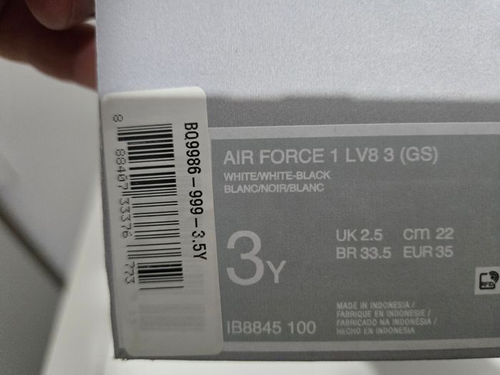 Nike air force 1 taille 35 neuves authentiques blanc noir - photo numéro 8