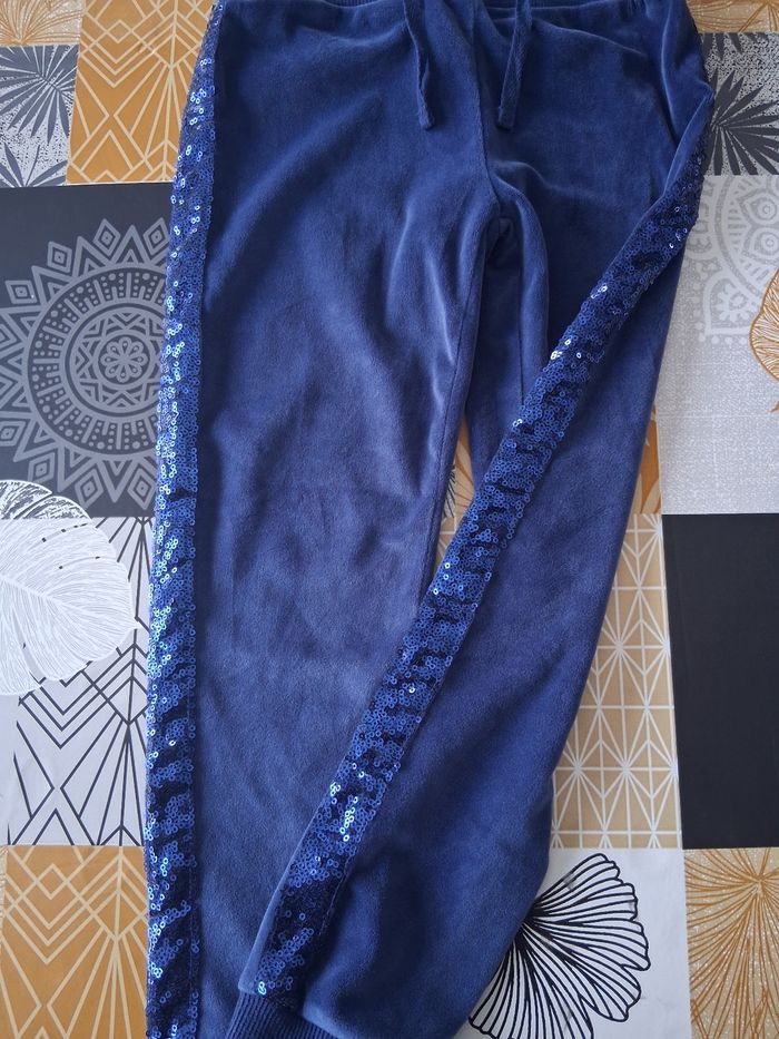 Ensemble de jogging fille bleu marine en velours 6 ans - photo numéro 10