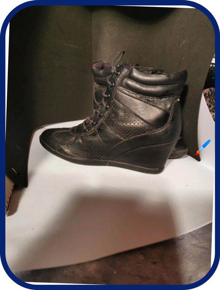 bottine talon compenser taille 39 noir - photo numéro 8