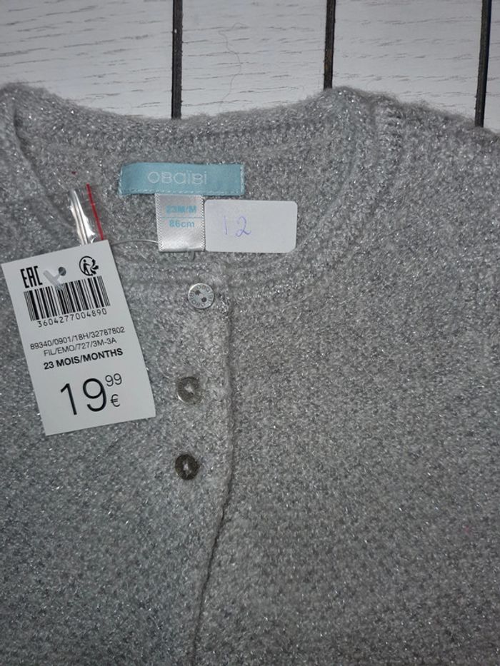 Gilet obaibi gris neuf 23 mois - photo numéro 3