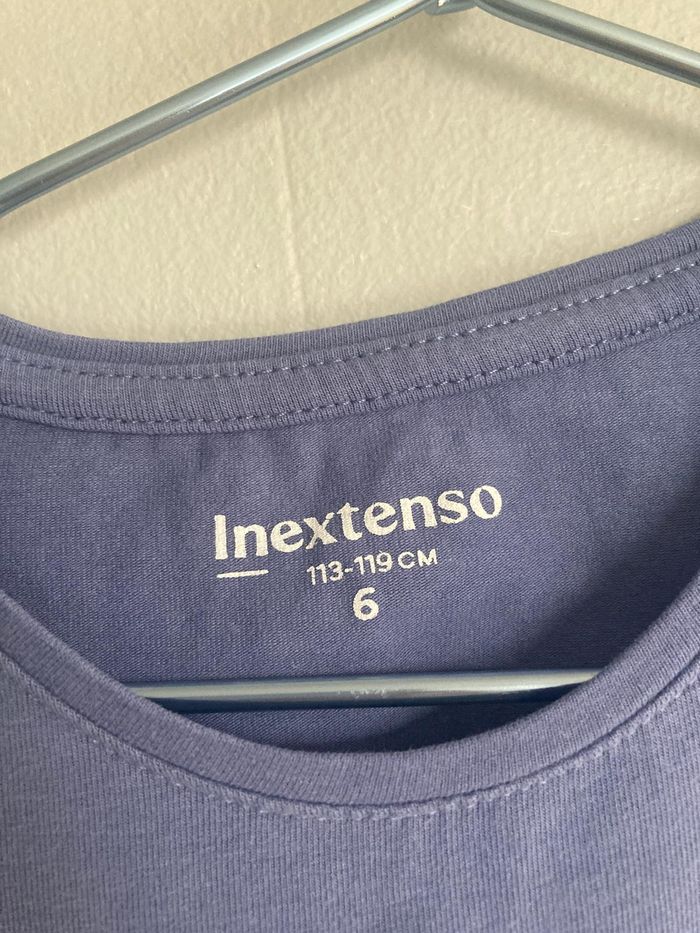 T-shirt manches longues fille In Extenso 6 ans bleu fleur pailletée - photo numéro 2