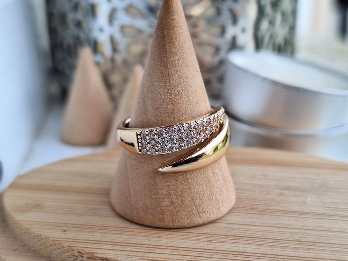 Bague ouverte avec strass design Griffe en Acier Inoxydable Bague de fiançailles pour femmes, Cadeau - photo numéro 2