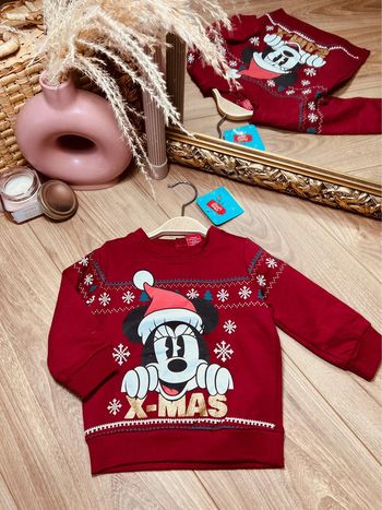 Taille 12 mois sweat-shirt de Noël fille Disney bordeaux * Minnie * 🎀