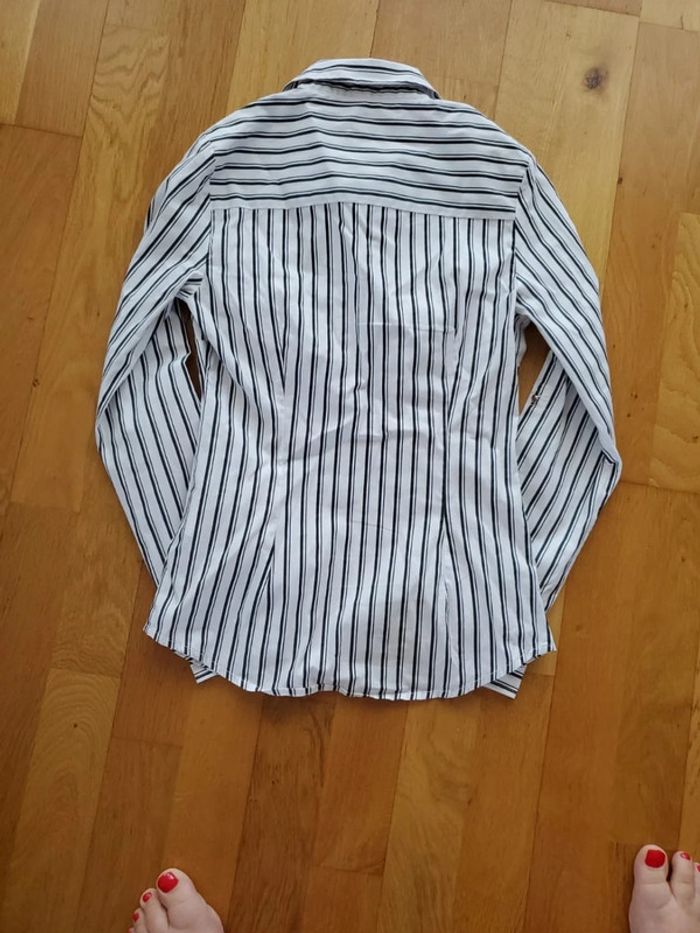 Chemise chemisier rayé noir et blanc Jennyfer XS stretch - photo numéro 6