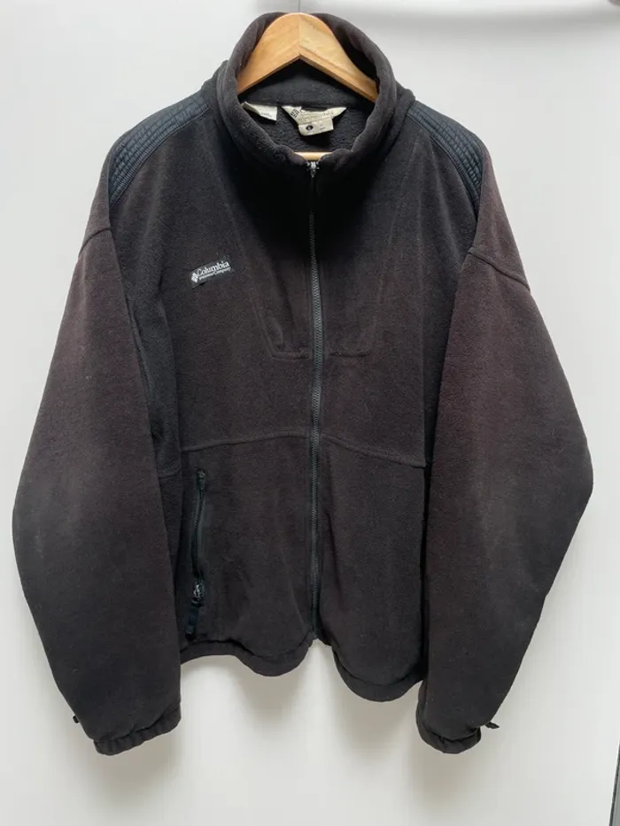 Columbia Vintage Black Fleece Polaire Zip Jacket Mens