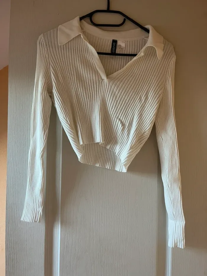 top polo hm blanc col v