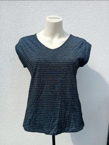 T-shirt Morgan argenté à lignes col en V 