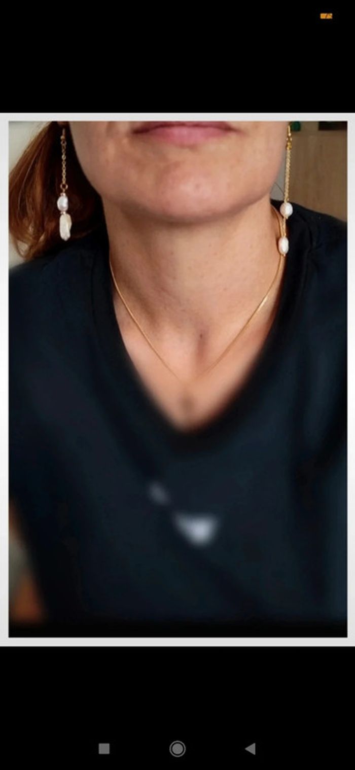 Boucles d'oreilles Perles Nacrées Naturelles - photo numéro 3