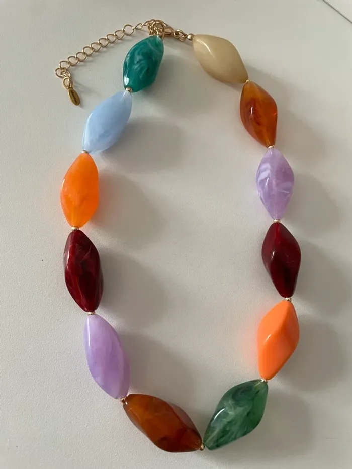 Collier MaxMara coloré perles effet pierre - photo numéro 7