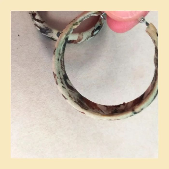 Créoles vintage en tissu imprimé - photo numéro 5