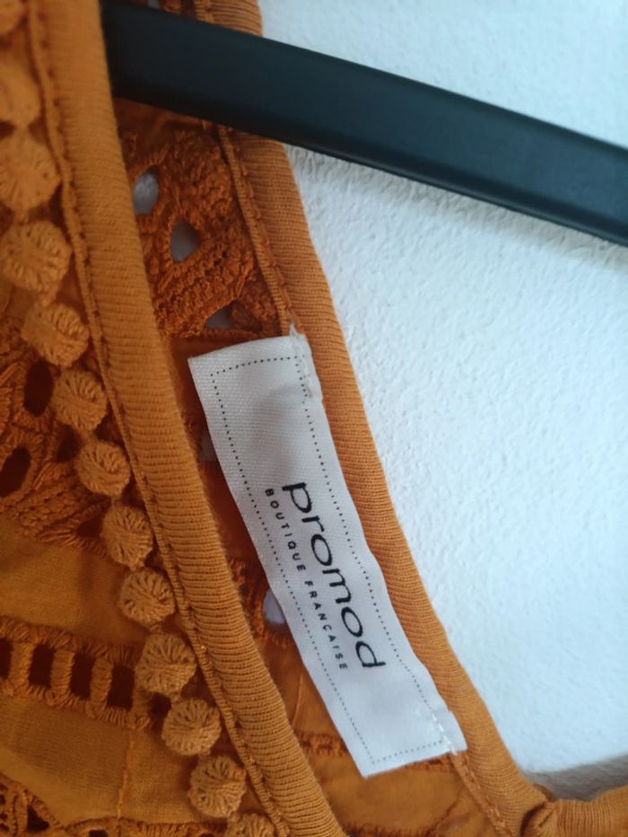 Débardeur orange brodé à pompons – Promod – Taille XS - photo numéro 5
