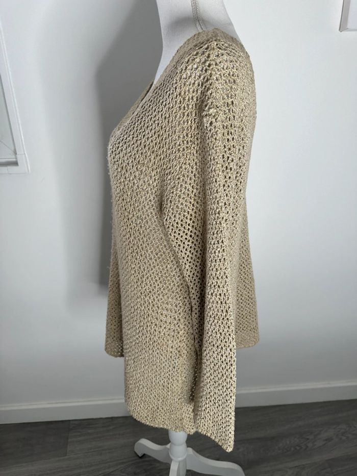 Robe pull oversize en crochet tricot beige crème Vintage T38 M - photo numéro 5