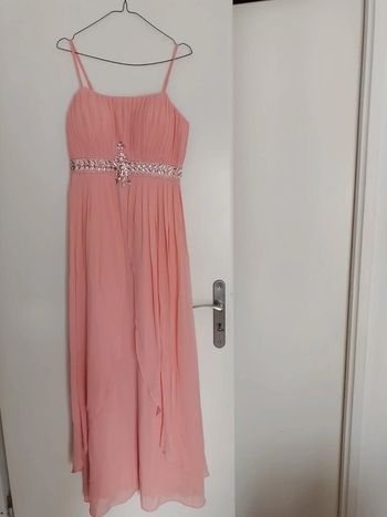 Robe de soirée / mariage rose + châle T38