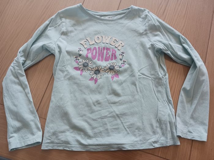 T-shirt bleu fleurs