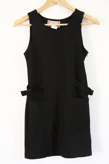 Vintage 90's made in France robe chasuble / salopette noire légèrement stretch