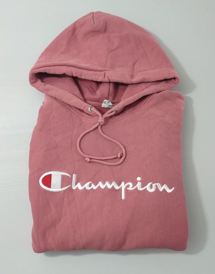 Vêtement vintage de marque Pull sweat à capuche Champion rose L #D84