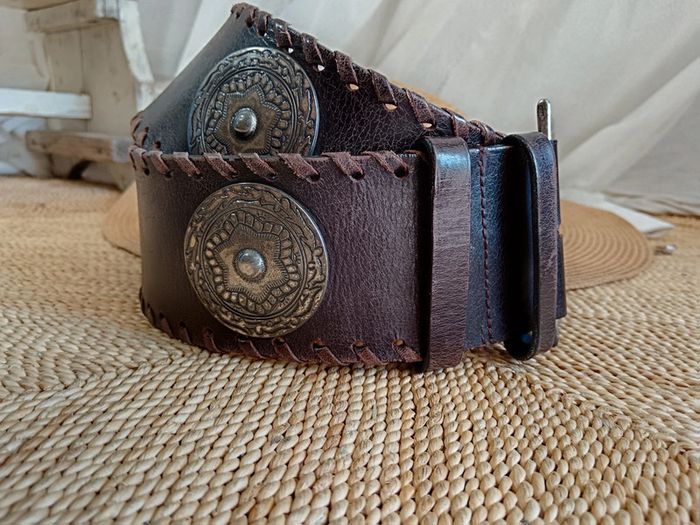 Richard Gampel | ceinture large cuir marron | t. 85 - photo numéro 12