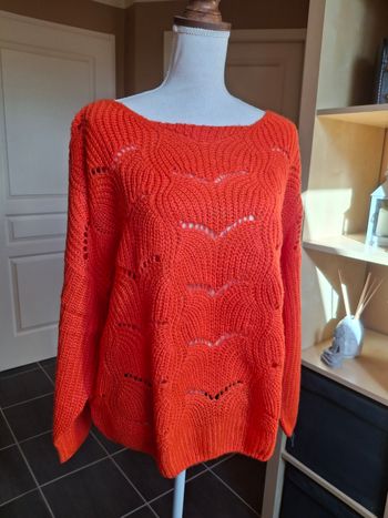Pull mailles orange flashy neuf XL 46/48