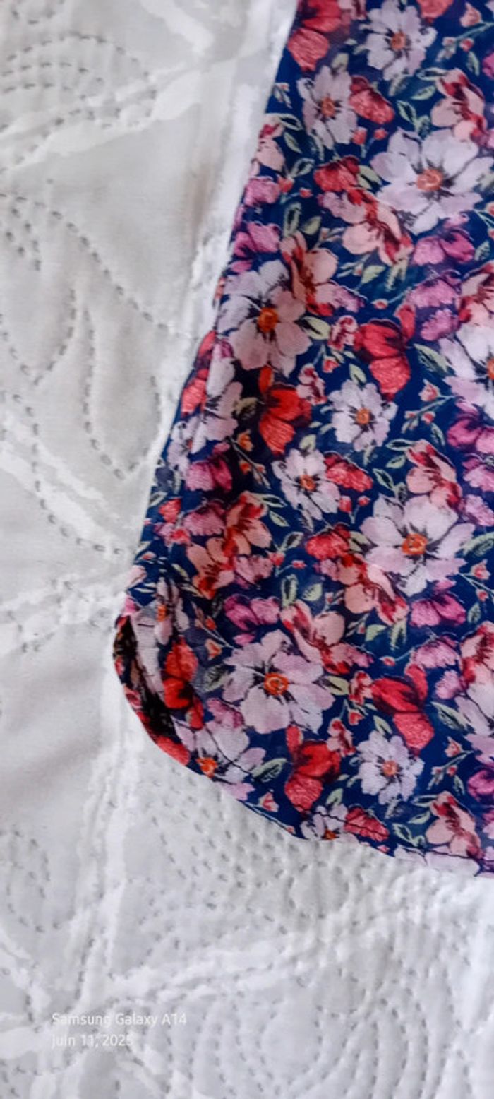 Débardeur long en voile avec poche imprimé fleurs rose femme 36 warehouse - photo numéro 13