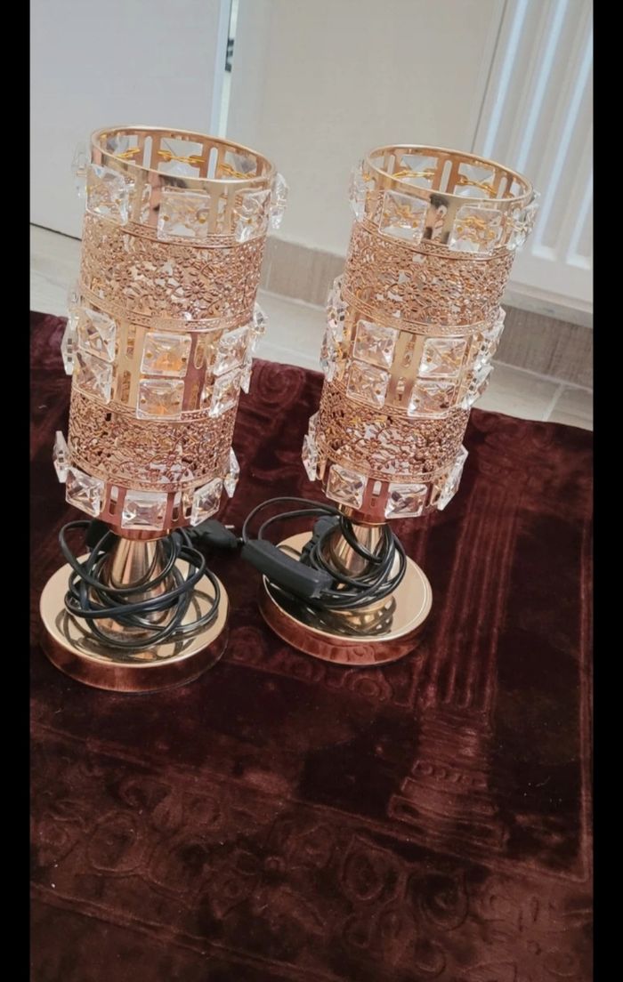 Lot de 2 décoration en or lampe en cristal de luxe moderne luminaires - photo numéro 2