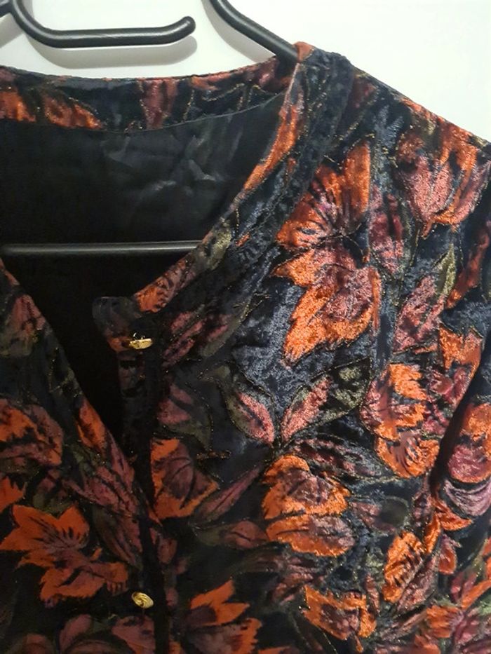 Veste vintage imprimée boutons dorés - photo numéro 3