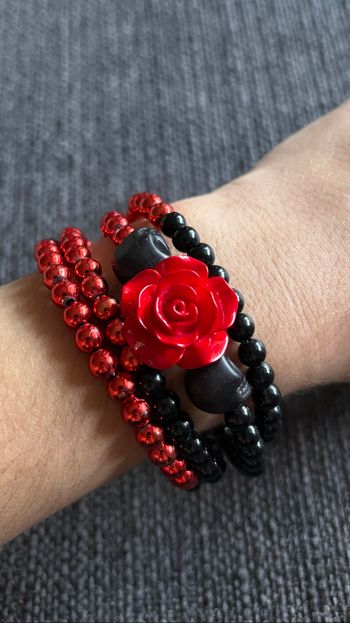 Bracelet Halloween Rose et squelette