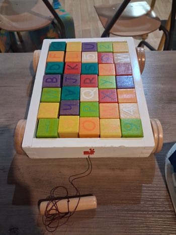 Chariot cubes vintage en bois janod