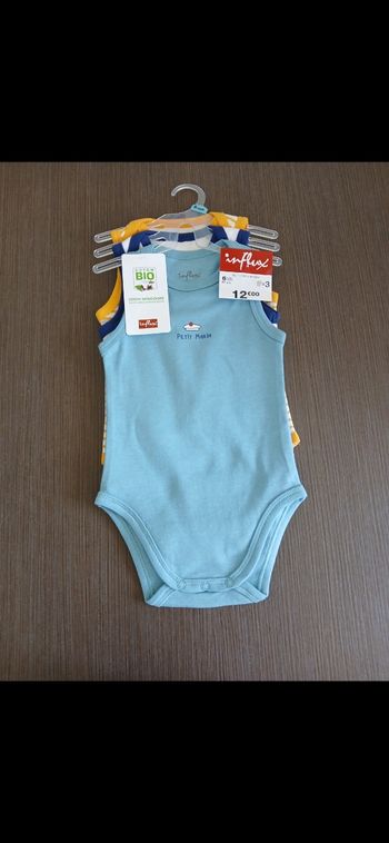 Lot 3 bodies sans manches garçon influx 67 cm 6 mois3